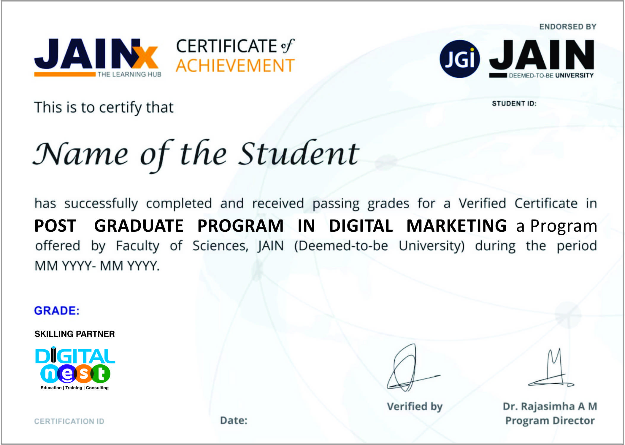 certificates jain DM